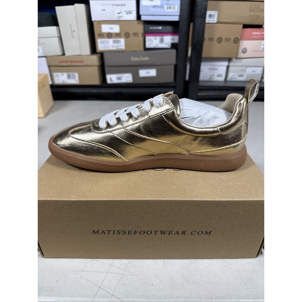 Women's 9.5 Coconuts by Matisse Wylder Lace Up Sneakers Shoes Casual, Gold - Picture 2 of 4